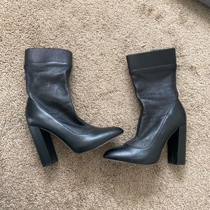 ZARA Black Leather Sock Boot